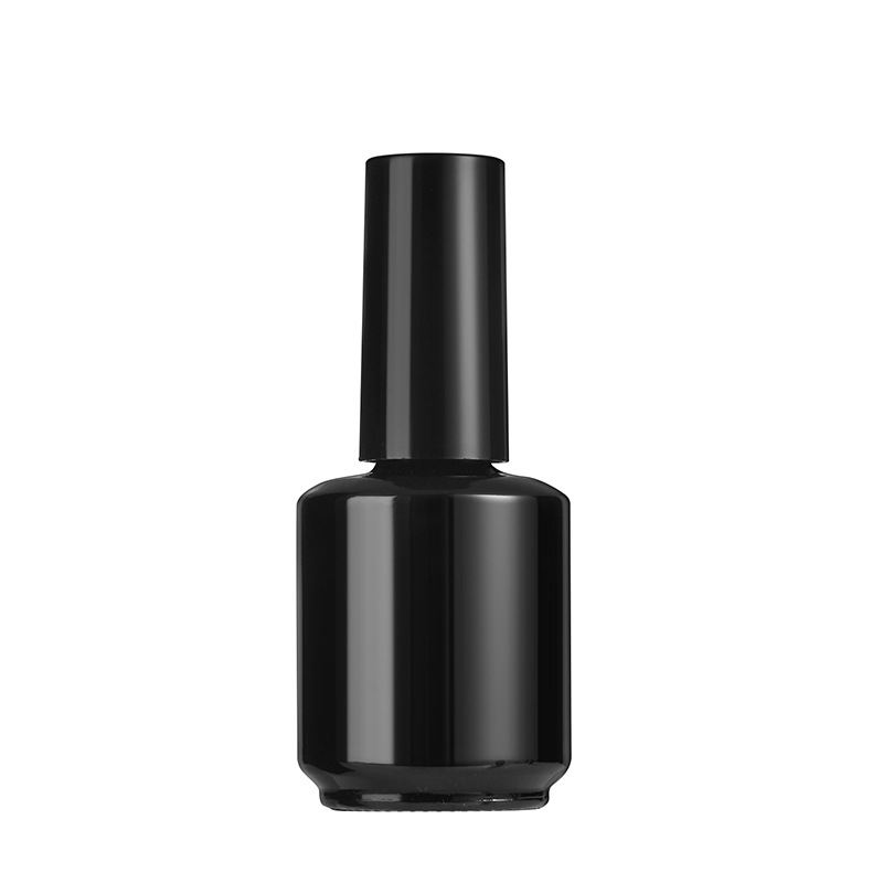 15ml Matte/glossy Black Clear Empty Glass Uv Gel Nail Polish Bottle With Brush