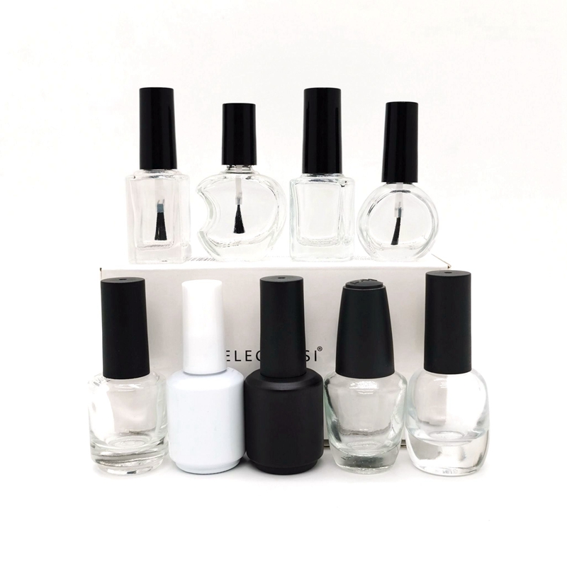 Wholesale Empty Black White Fancy Luxury Custom Uv Gel Nail Polish Bottle 15ml With Brush