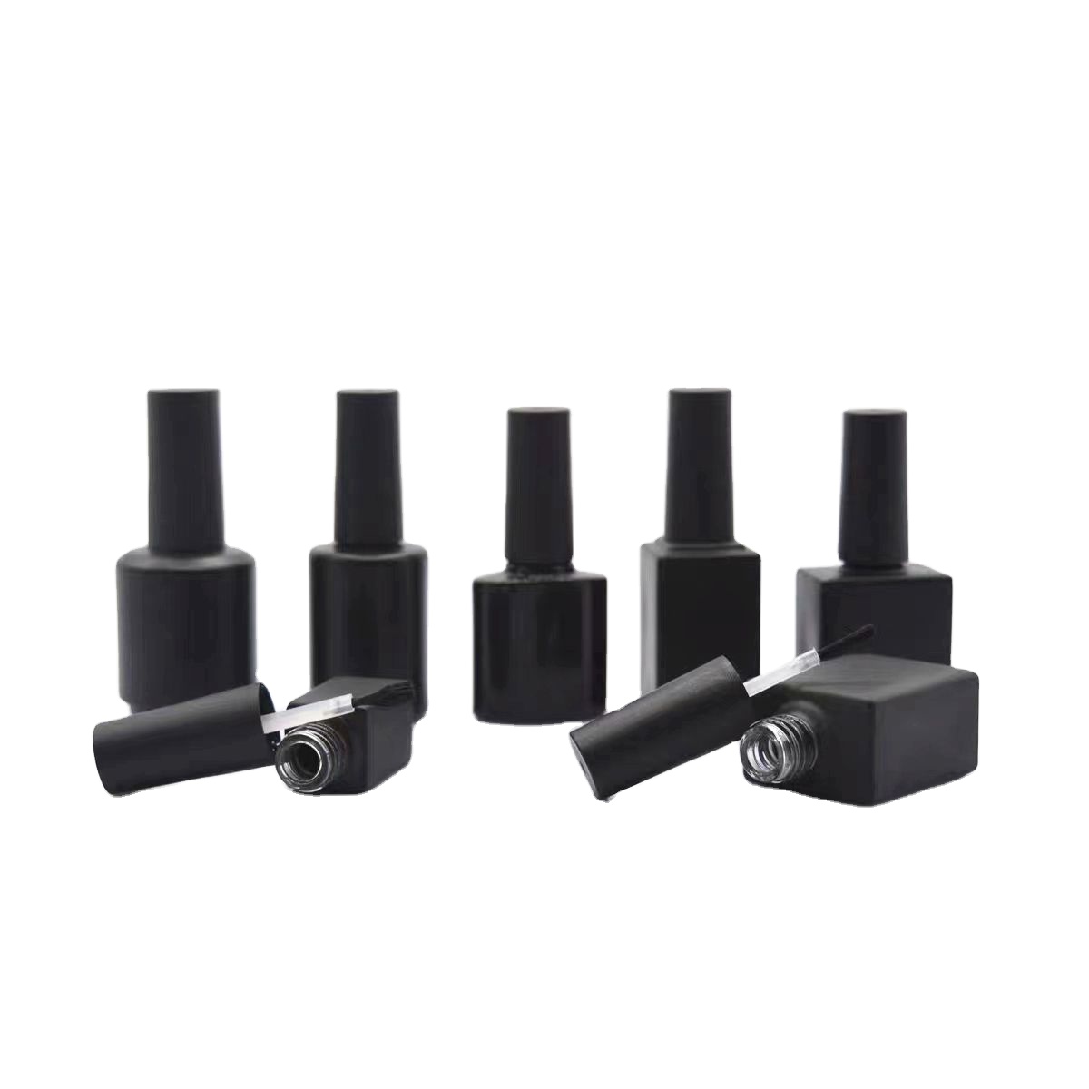 Wholesale Empty 15ml Clear Amber Matte Black Glass Gel Nail Polish Bottle With Brush Wholesale Glass Bottle Glass Jar