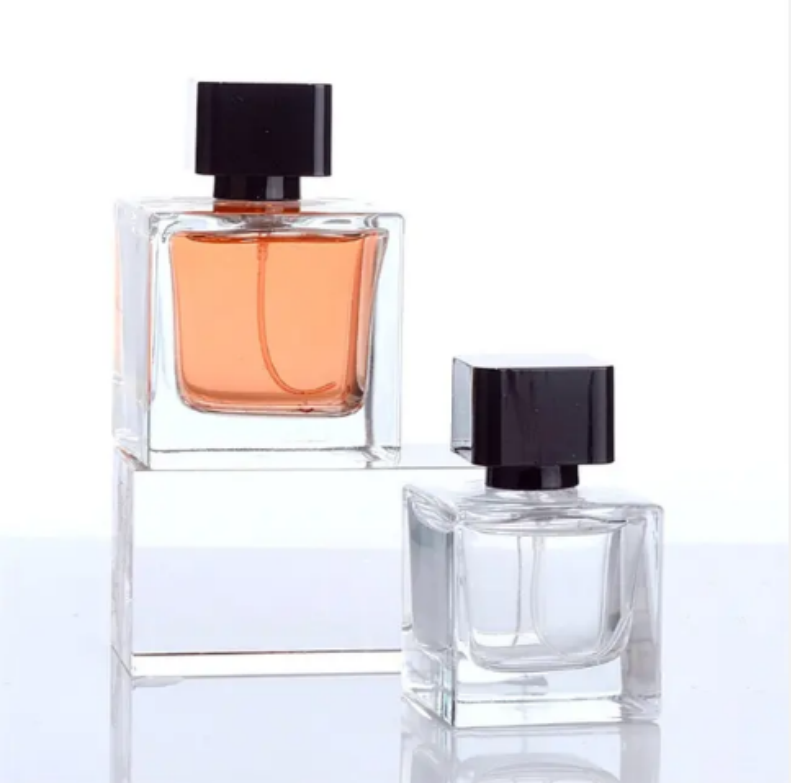 Bouteille De Parfum Vide Clear Frosted Flat Square Empty Glass Bottle New Design Perfumes Bottle With Perfume Bottle Sprayer