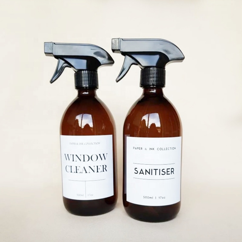 Custom Labels 500ml 16oz Soap Pump Glass Bottle Soap Dispenser Bottle Liquid Soap Bottle With Holder