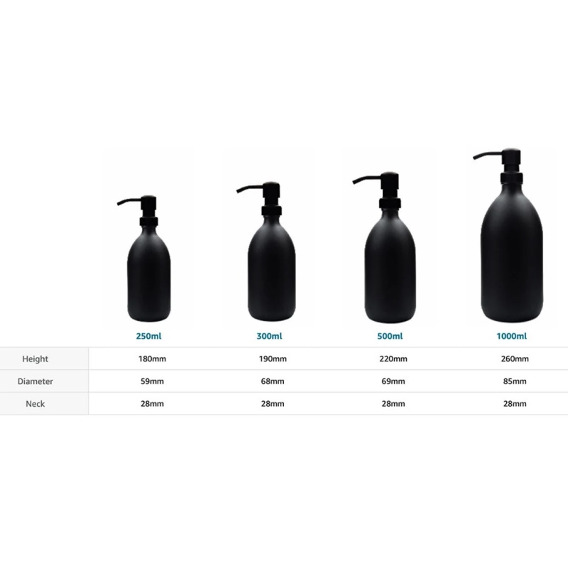 Hot Wholesale Black Glass Kitchen Soap Dispenser Set With Tray Hand and Dish Soap Dispenser With Stainless Steel Pump Dispenser