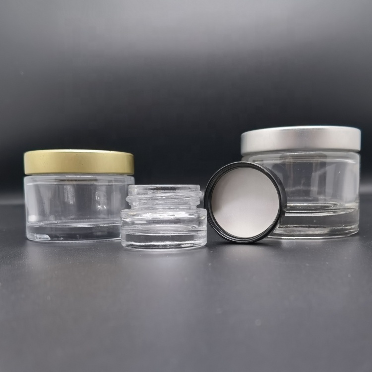 Wholesale Cosmetics 10g Facial Cream Jar Skin Care Empty Packaging 50 g 80 g Frosted Clear Glass Eye Cream Jar With Golden Cap