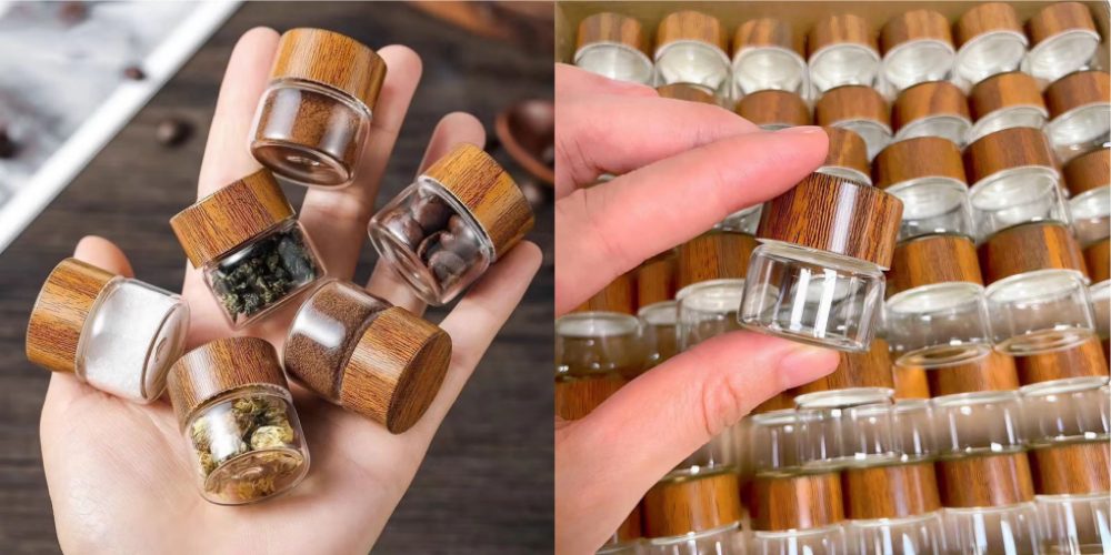 10ml 20ml 30ml Mini Glass Sealed Jars Gold Bean Coffee Tea Pills Storage Jars